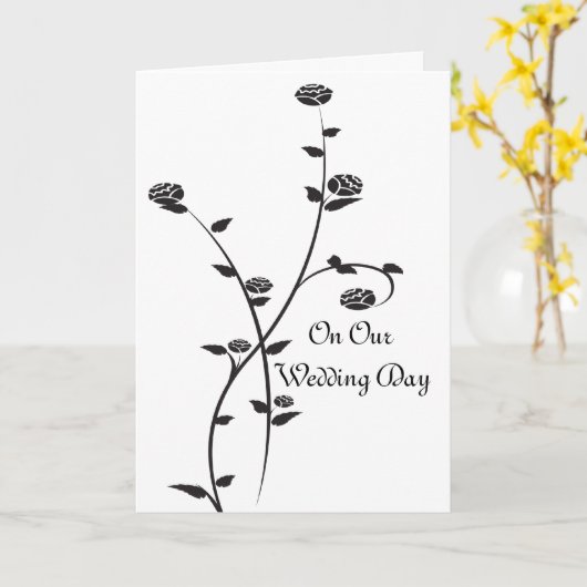 私たちの結婚式の日のカードの白黒のバラ カード (黄色い花)