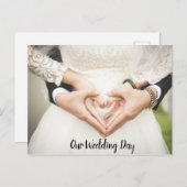 私たちの結婚式の日の結婚式招待状はがき 案内ポストカード (正面/裏面)