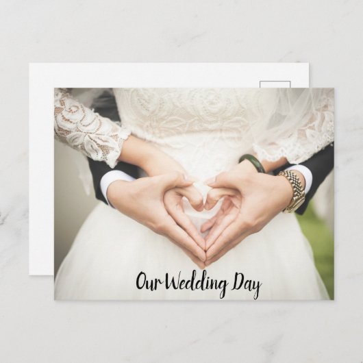 私たちの結婚式の日の結婚式招待状はがき 案内ポストカード (正面/裏面)