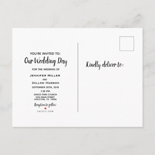 私たちの結婚式の日の結婚式招待状はがき 案内ポストカード (裏面)