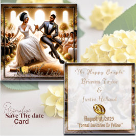 私たちの結婚式の日の至福はエレガント日付カードを保存する