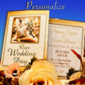 私たちの結婚式の日の至福エレガントな結婚式 箔招待状