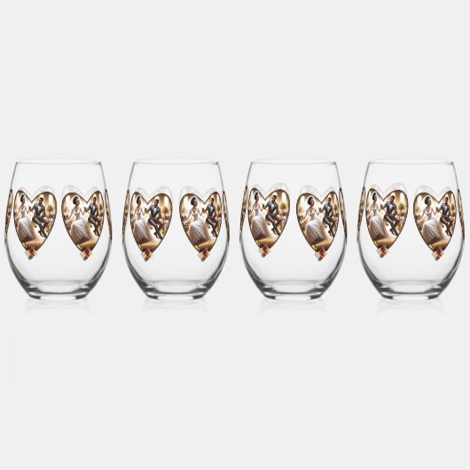 私たちの結婚式の日の至福エレガント ステムなしワイングラス (左)