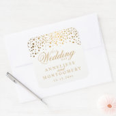 私たちの結婚式の日の金ゴールドドットの白 |カスタマイズ スクエアシール (封筒)