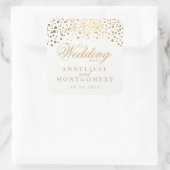 私たちの結婚式の日の金ゴールドドットの白 |カスタマイズ スクエアシール (バッグ)
