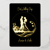 私たちの結婚式の日カップル金箔招待状 箔招待状 (正面)