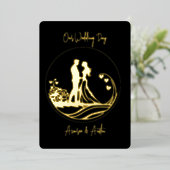私たちの結婚式の日カップル金箔招待状 箔招待状 (立ち正面)