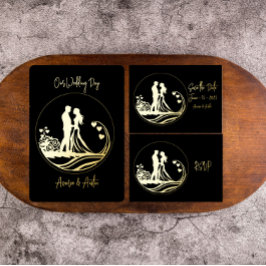 私たちの結婚式の日カップル金箔招待状 箔招待状