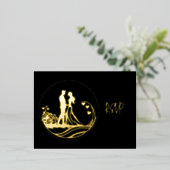 私たちの結婚式の日カップル金箔RSVP 箔シーズンポストカード (立ち正面)