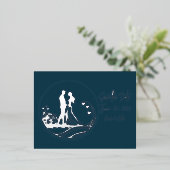 私たちの結婚式の日カップル銀箔の日付を保存 箔招待状ポストカード (立ち正面)