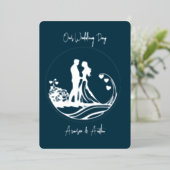 私たちの結婚式の日カップル銀箔招待状 箔招待状 (立ち正面)