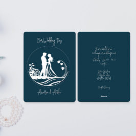 私たちの結婚式の日カップル銀箔招待状 箔招待状