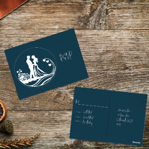 私たちの結婚式の日カップル銀箔RSVP 箔シーズンポストカード