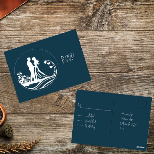 私たちの結婚式の日カップル銀箔RSVP 箔シーズンポストカード