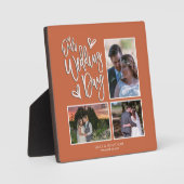 私たちの結婚式の日コラージュ3写真スクリプトテラコッタ フォトプラーク (正面)