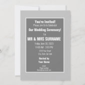 私たちの結婚式の日フローラグレイホワイトタイポグラフィ 招待状 (裏面)