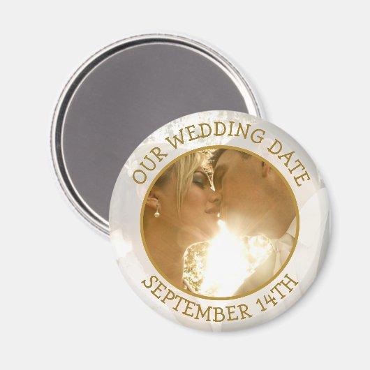 私たちの結婚式の日付パーソナライズされたアラーム磁石 マグネット (正面/裏面)