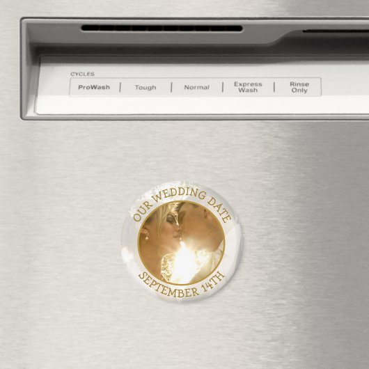 私たちの結婚式の日付パーソナライズされたアラーム磁石 マグネット (インサイチュ (食洗機))