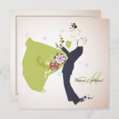 私たちの結婚式の日 - モノグラムの付いた花嫁と新郎 招待状 (正面/裏面)