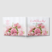 私たちの結婚式の日、名前&日付、花、DIY写真 ゲストブック (全面)