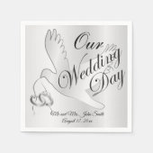 私たちの結婚式の日 – 結婚の鳩 スタンダードカクテルナプキン (正面)