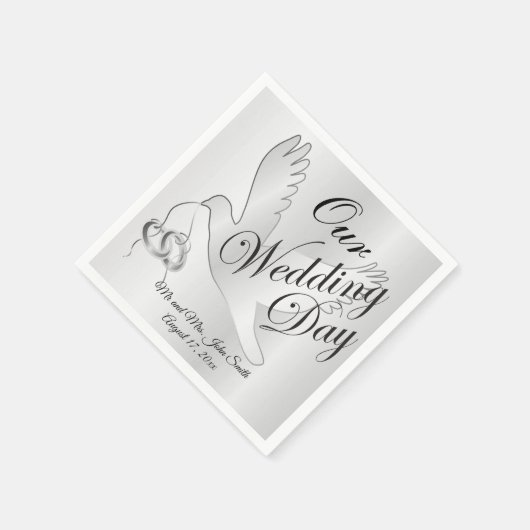 私たちの結婚式の日 – 結婚の鳩 スタンダードカクテルナプキン (角)