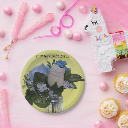 私たちの結婚式の日（花）紙プレート ペーパープレート (パーティー)
