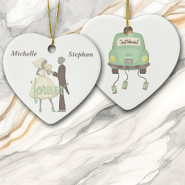 私たちの結婚式パーソナライズされた日 セラミックオーナメント