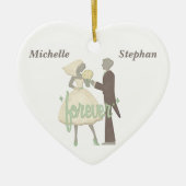 私たちの結婚式パーソナライズされた日 セラミックオーナメント (正面)