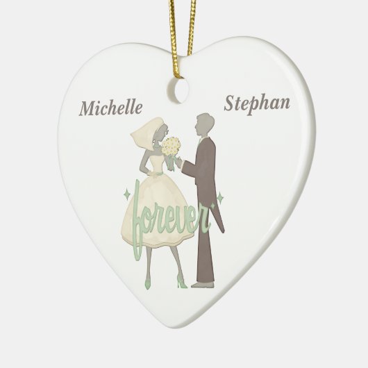 私たちの結婚式パーソナライズされた日 セラミックオーナメント (左)