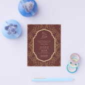 私たちの結婚式　ゴールドフレーム　スペイン風結婚式招待状 チラシ (シングル)