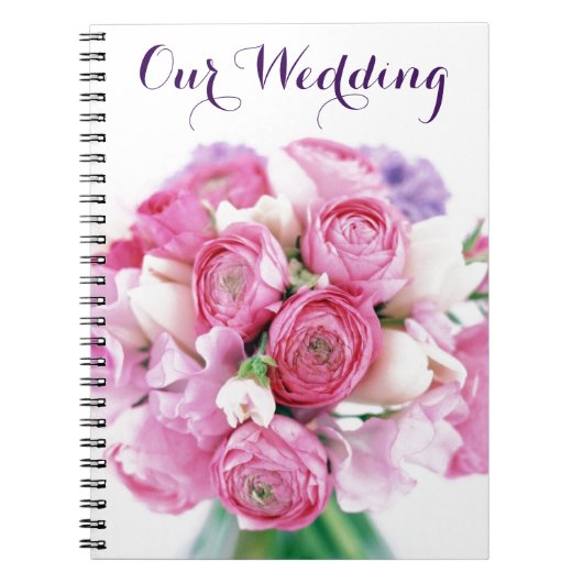 私たちの結婚式 ピンクの花 ノートブック (正面)