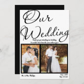 私たちの結婚式 白黒写真 感謝 招待状 (正面/裏面)