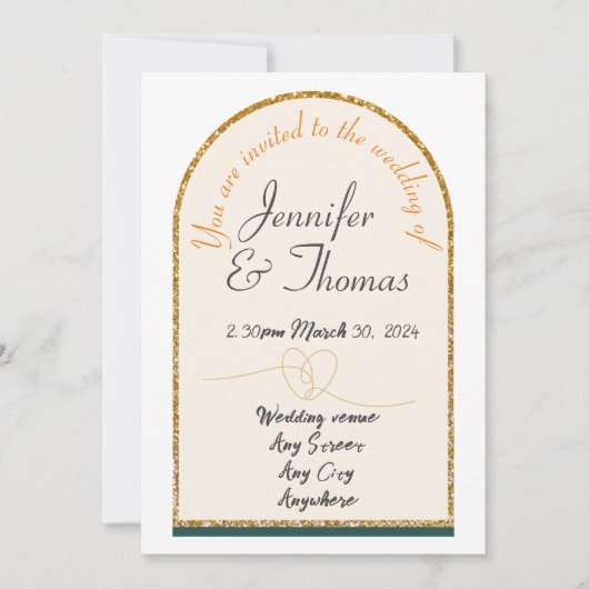 私たちの結婚式/金の縁への招待 招待状 (正面)