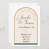 私たちの結婚式/金の縁への招待 招待状 (正面/裏面)