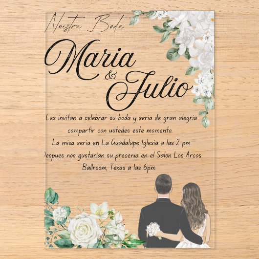 私たちの結婚式/Nuestra+Boda/Our+Wedding アクリル招待状 (正面)