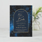私たちの結婚式 Starry Night ネイビーブルー ゴールド 招待状 (スタンド正面)