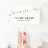 私たちの結婚金ゴールドへよカジュアルうこそ 横断幕 (インサイチュ)