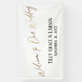 私たちの結婚金ゴールドへよカジュアルうこそ 横断幕 (縦)