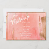 私たちの結婚金ゴールドピンクピーチモダンエレガントな結婚式 招待状 (正面)