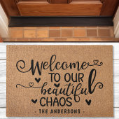 私たちの美しいカオスファミリーバーラップへようこそフェイク ドアマット
