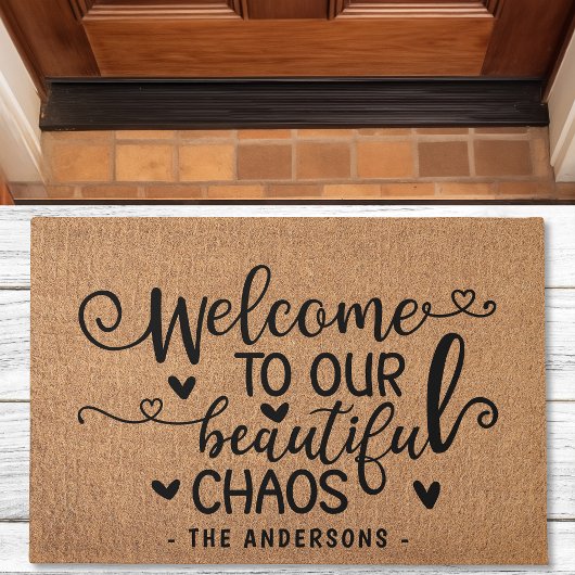 私たちの美しいカオスファミリーバーラップへようこそフェイク ドアマット