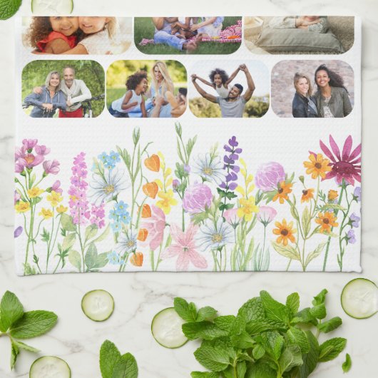 私たちの美しい家族のかわいらしワイルドフラワー11写真 キッチンタオル (折り畳み)