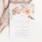 私たちの美結婚しい：赤面フローラとバラ金ゴールド 箔招待状