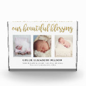 私たちの美賛美しい3フォト金ゴールドグリッターシンプル フォトブロック (正面)