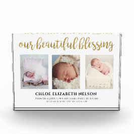 私たちの美賛美しい3フォト金ゴールドグリッターシンプル フォトブロック