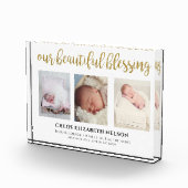 私たちの美賛美しい3フォト金ゴールドグリッターシンプル フォトブロック (右)