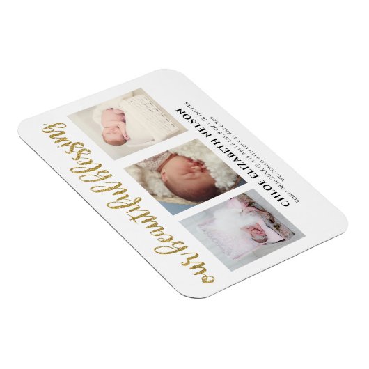 私たちの美賛美しい3フォト金ゴールドグリッターシンプル マグネット (右側)