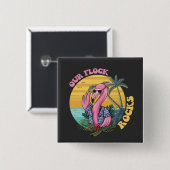 私たちの群れの岩フラミンゴグルーヴィレトロ 缶バッジ (正面&裏面)