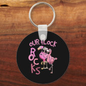 私たちの群れの岩フラミンゴマッチング家族の休暇 キーホルダー (正面)